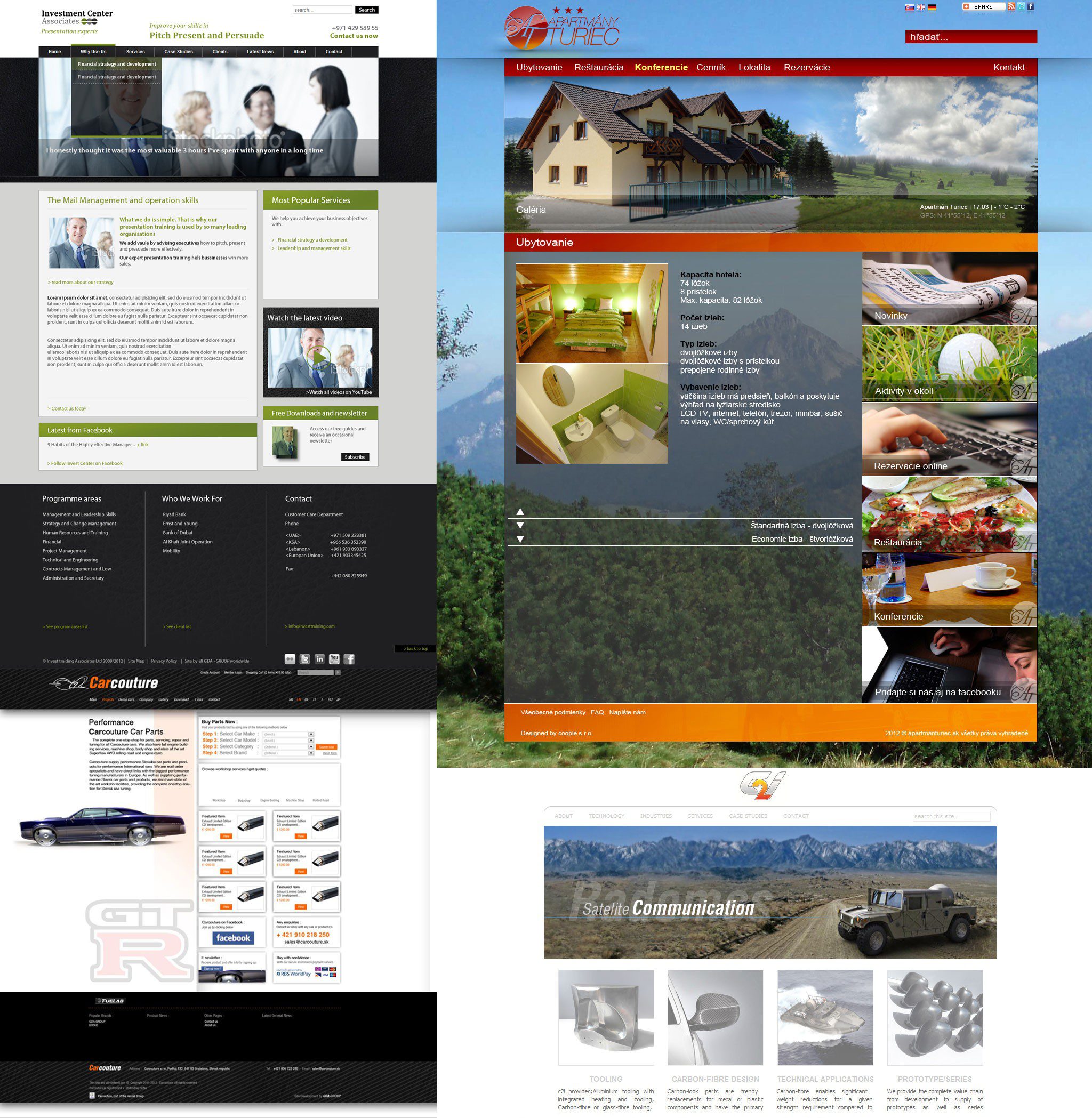 Gestaltung von Webseiten - Apartments Turiec, Car Couture, C2i - Startseite