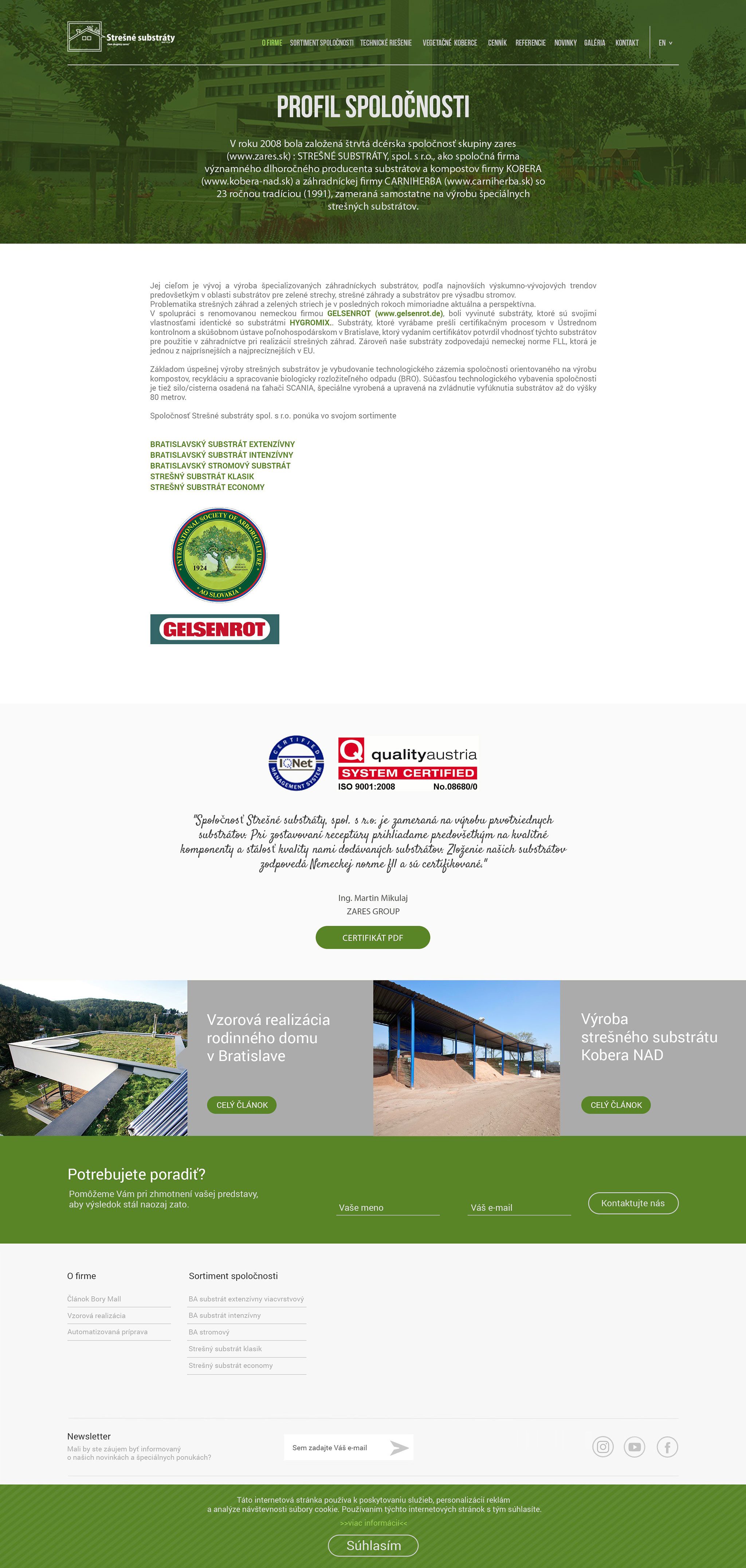 Gestaltung von Webseiten - Dachsubstrate - Firmenprofil